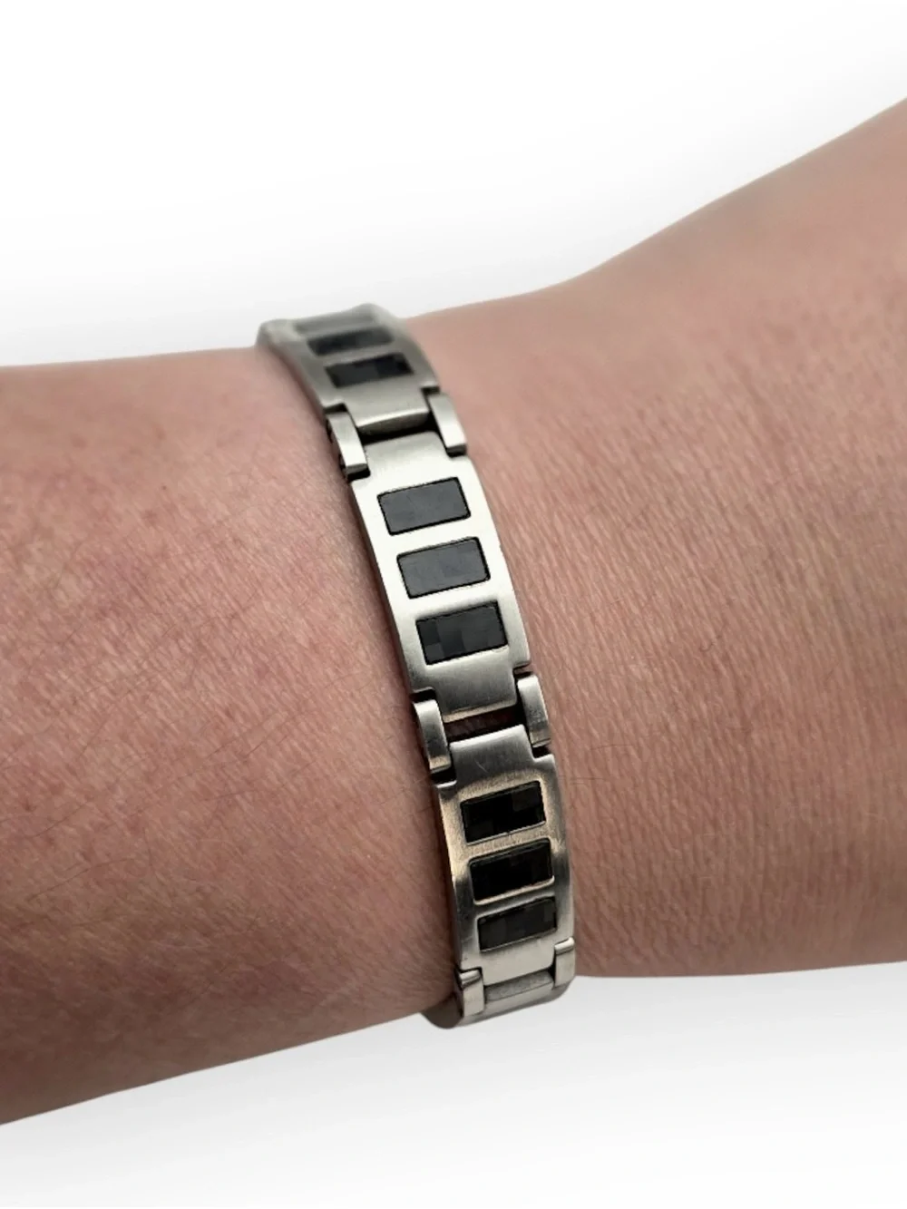 Stainless Steel Black Inlay Bracelet - Unbranded